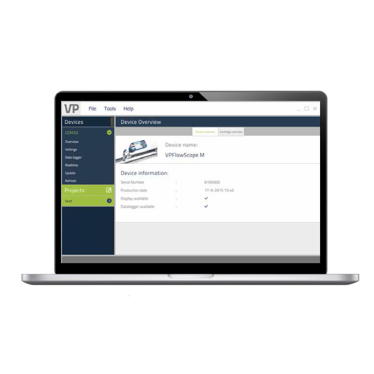 Medidor de caudal, presión y temperatura para aire comprimido | VPFlowScope M | VP Instruments